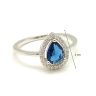 Silver ring with blue stones, dark blue drop 