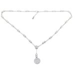 Silver necklace with Y-shaped zirconia stones