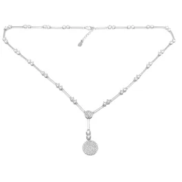 Silver necklace with Y-shaped zirconia stones