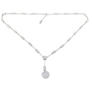 Silver necklace with Y-shaped zirconia stones