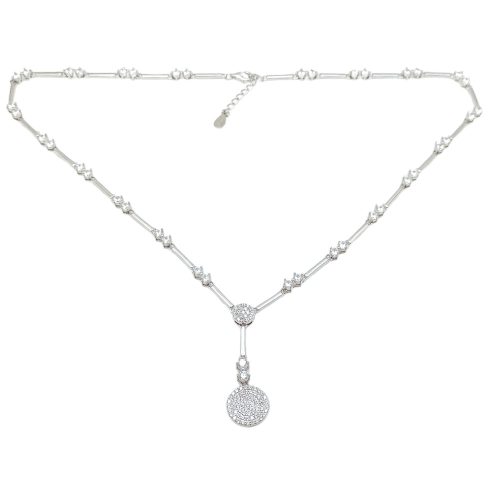 Silver necklace with Y-shaped zirconia stones