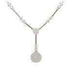 Silver necklace with Y-shaped zirconia stones