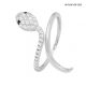 Silver snake adjustable ring with black eyes