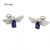 Silver stud earrings with blue beetles