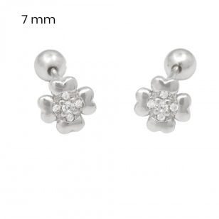 Silver flower earrings with ball closure