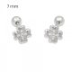 Silver flower earrings with ball closure