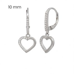 Silver heart latch-back stud earrings
