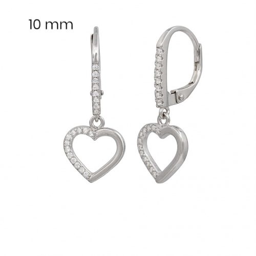 Silver heart latch-back stud earrings