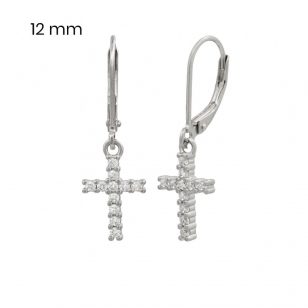 Silver cross drop / dangle earrings