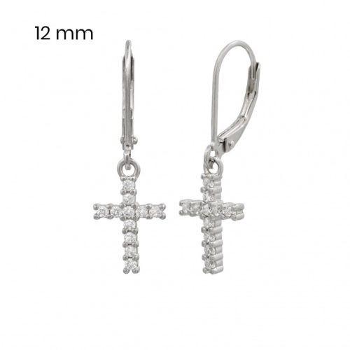 Silver cross drop / dangle earrings