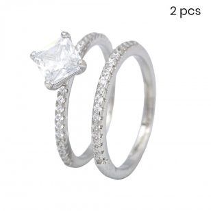 Silver engagement ring set, 2 pieces