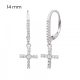 Silver drop cross earrings