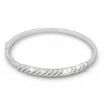 Silver bangle bracelet with diagonal pattern