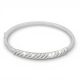 Silver bangle bracelet with diagonal pattern