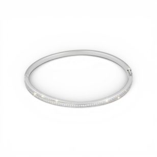 Silver bangle bracelet with small stones