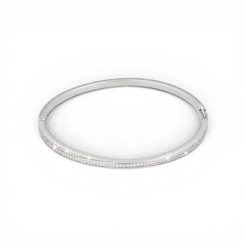 Silver bangle bracelet with small stones