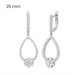 Silver drop earrings with a flower