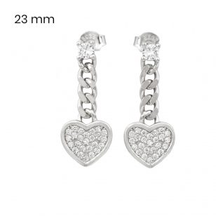 Silver dangling heart earrings