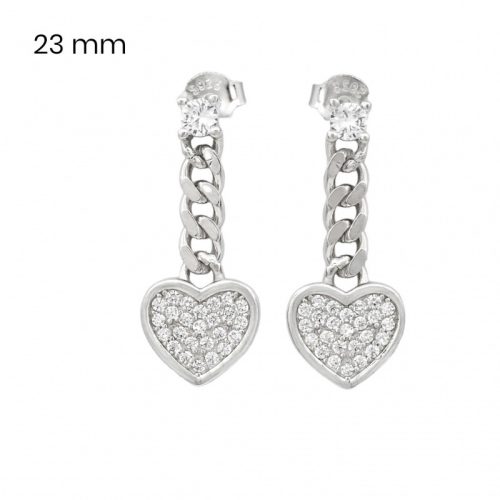 Silver dangling heart earrings