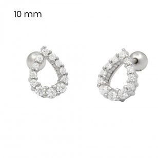 Silver drop earrings with ball closure