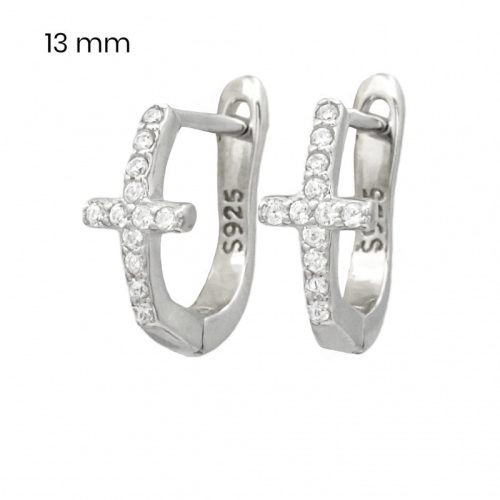 Silver cross earrings with leverback clasps