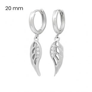 Silver hoop earrings with angel wings