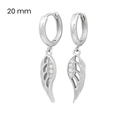 Silver hoop earrings with angel wings