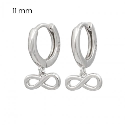 Silver hoop earrings with infinity symbol
