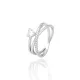 Silver multi-row ring with heart stone