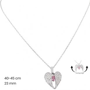 Silver chain with angel wing pendant