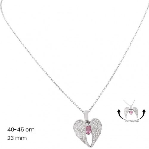 Silver chain with angel wing pendant