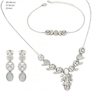 3-piece silver jewelry set: earrings, necklace, bracelet