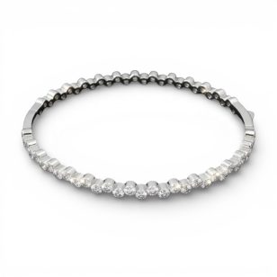 Silver bangle bracelet with stones all around