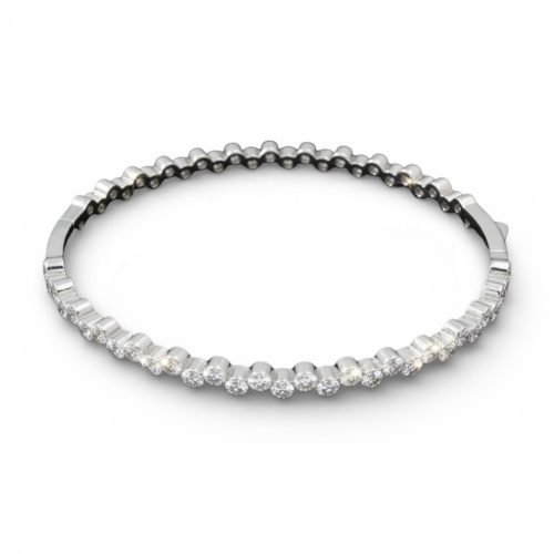 Silver bangle bracelet with stones all around