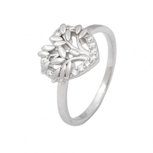 Silver heart ring with tree of life