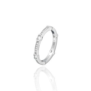 Silver Infinity ring with hearts and zirconia stones