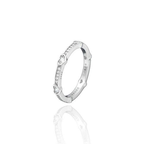 Silver Infinity ring with hearts and zirconia stones