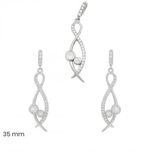   2-piece silver jewelry set with infinity symbol earrings and pendant