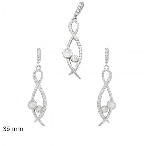 2-piece silver jewelry set with infinity symbol earrings and pendant