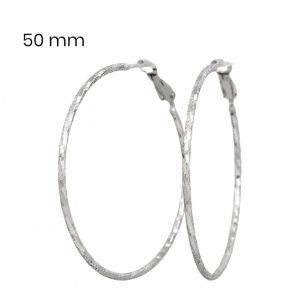 Silver hoop earrings with geometric engraving