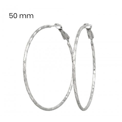 Silver hoop earrings with geometric engraving
