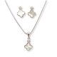 Silver set with mother-of-pearl clover pendant and earrings