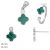 Green silver 3-piece jewelry set with pendant, earrings, and ring featuring a four-leaf clover