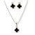 Silver set with black clover pendant and earrings
