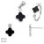 Black and silver 3-piece jewelry set: pendant, earrings, and ring with a four-leaf clover