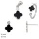 Black and silver 3-piece jewelry set: pendant, earrings, and ring with a four-leaf clover