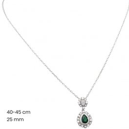 Silver drop pendant with green stone