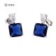 Silver earrings with square-cut blue stones