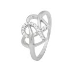 Silver double heart ring