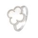 Silver pearl ring with four-leaf clover